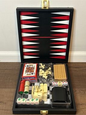 Remy Martin Cognac 5-in-1 Game Set Backgammon Chess Dominoes Cribbage Checkers